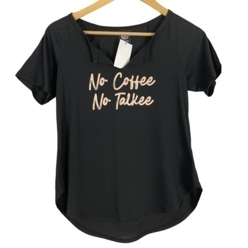 Bobeau Black V Neck Top Small